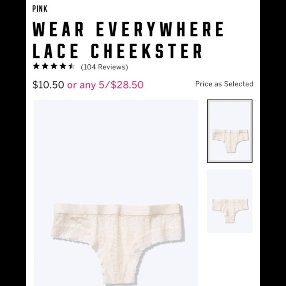 PINK Victoria’s Secret white cheeky panties